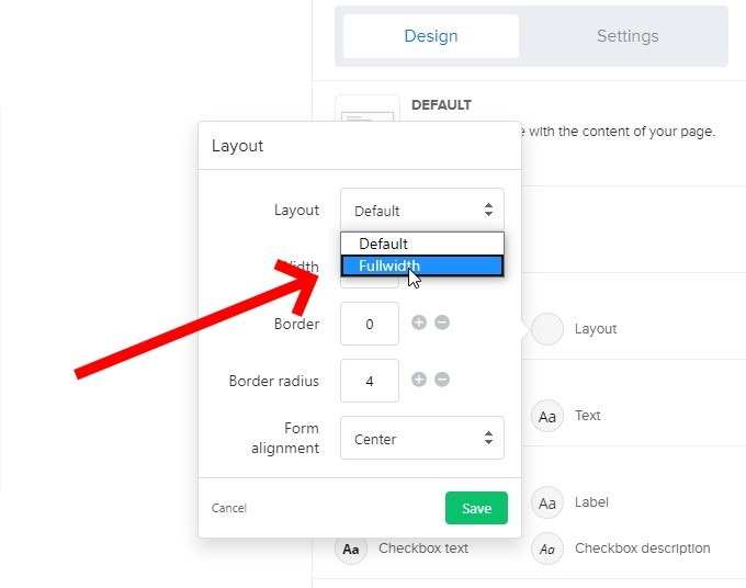 Click On The Dropdown Next To Layout And Choose Fullwidth