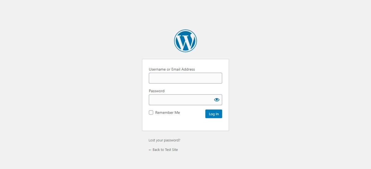 Login Form Of A Standard WordPress Website
