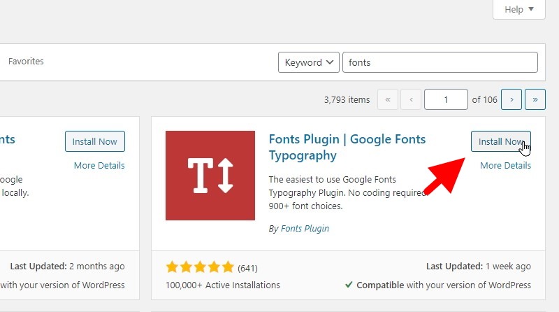 Click The Install Button For The Fonts Plugin Google Fonts Typography Plugin